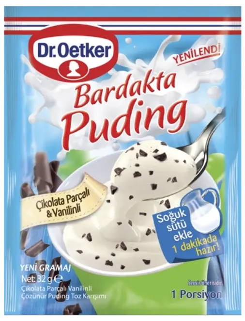 Dr. Oetker Bardakta Puding - Çikolata Parçalı & Vanilinli